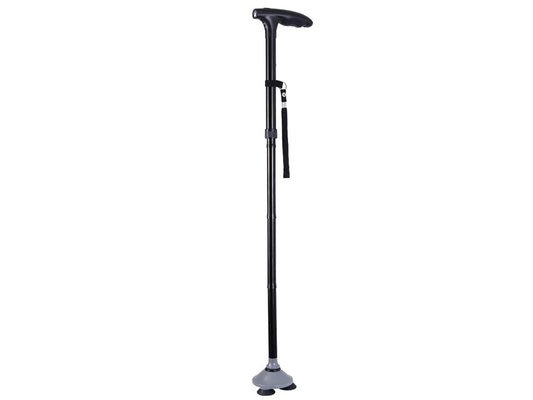 BASTONE CON VENTOSE e LUCE LED - nero
