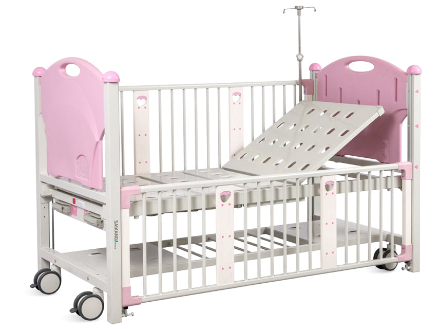 LETTINO PEDIATRICO - 2 manovelle - rosa