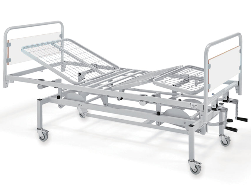LETTO A TRE SEZIONI AD ALTEZZA VARIABILE - 2 manovelle - con ruote