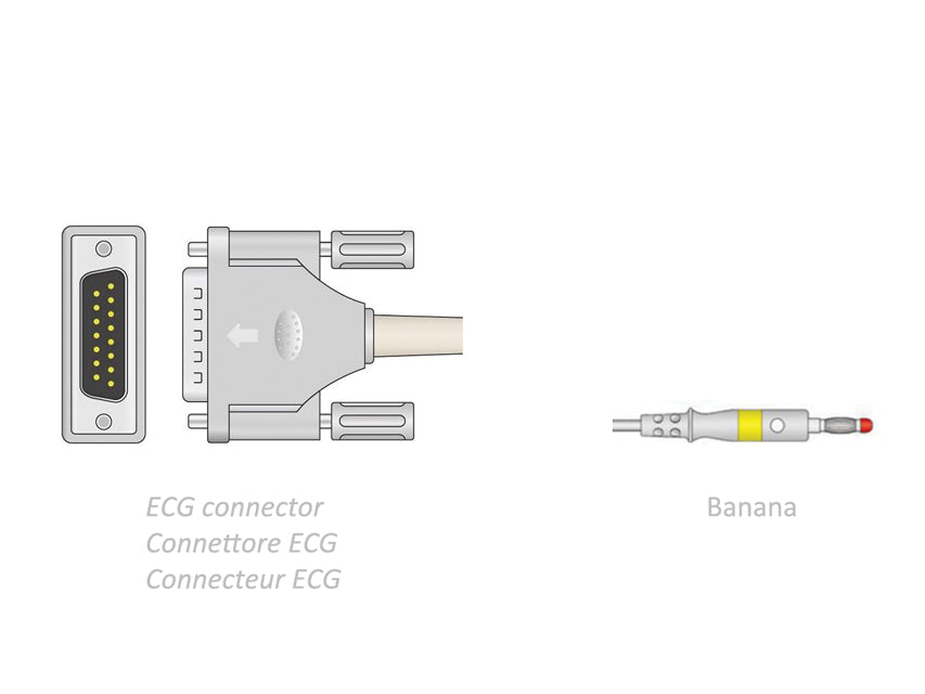CAVO PAZIENTE ECG 2,2 m - banana - compatibile Bionet, Spengler, altri