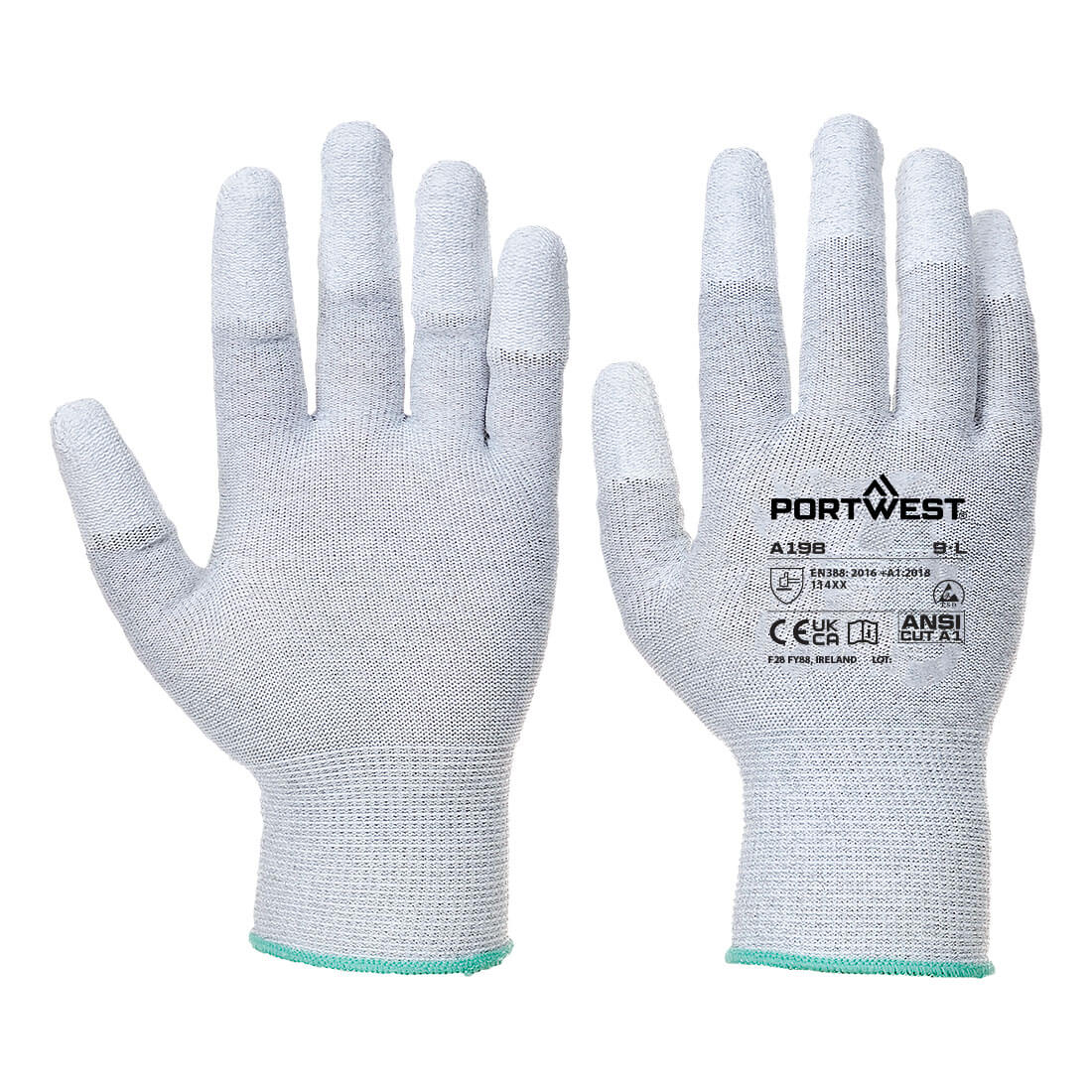 AB198GRR – Antistatischer PU-F-Tip-Handschuh, 12 Stück