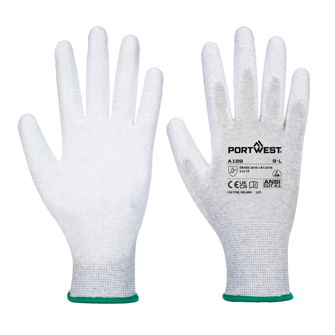 AB199GRR – Antistatischer PU-Handflächenhandschuh, 12 Stück