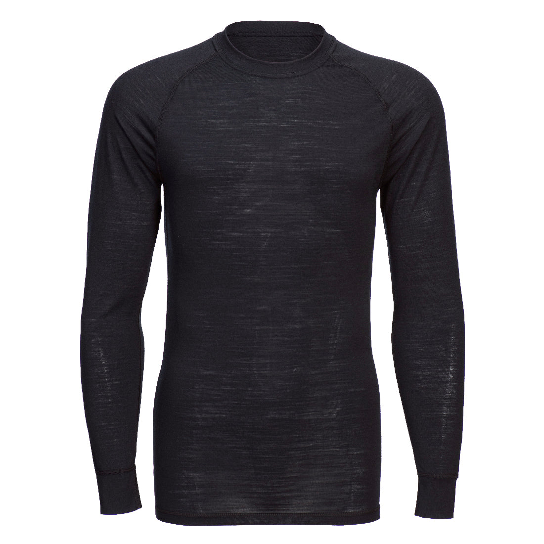 B183BKR - Camiseta de lana merino con cuello redondo y manga larga