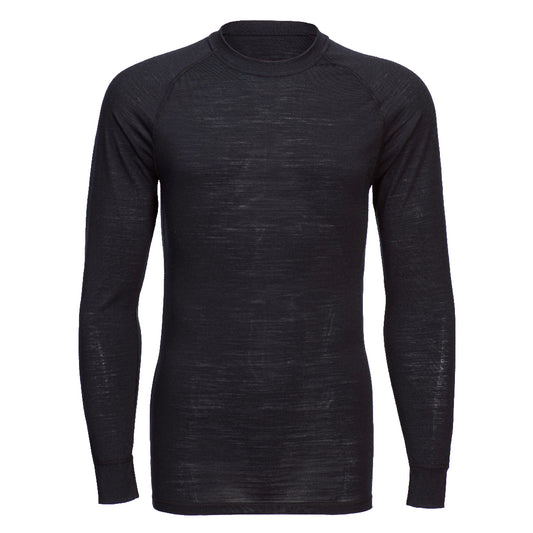 B183BKR - Crew-neck long-sleeved T-shirt in merino wool