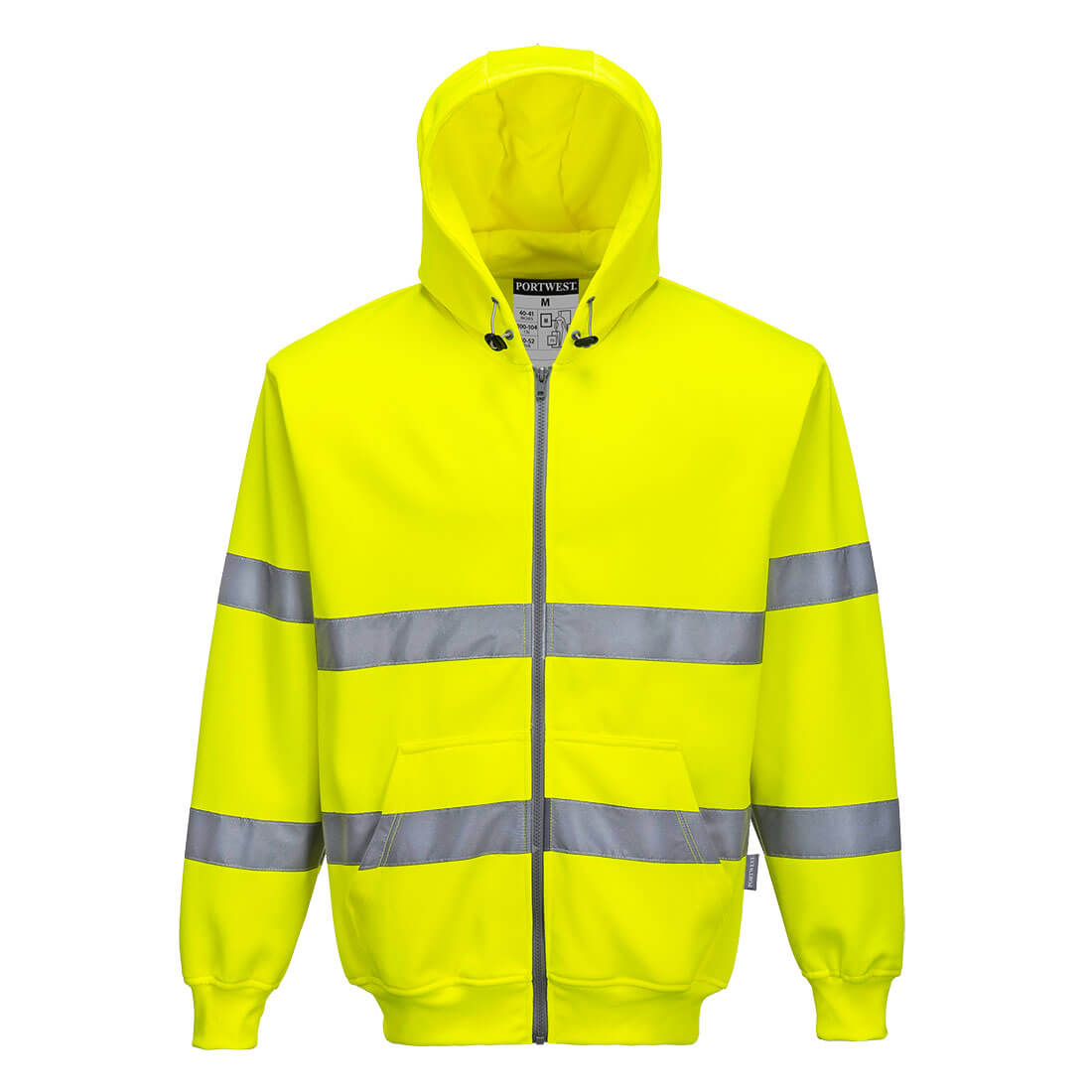 B305YER - Hooded sweatshirt with Hi-Vis full zip