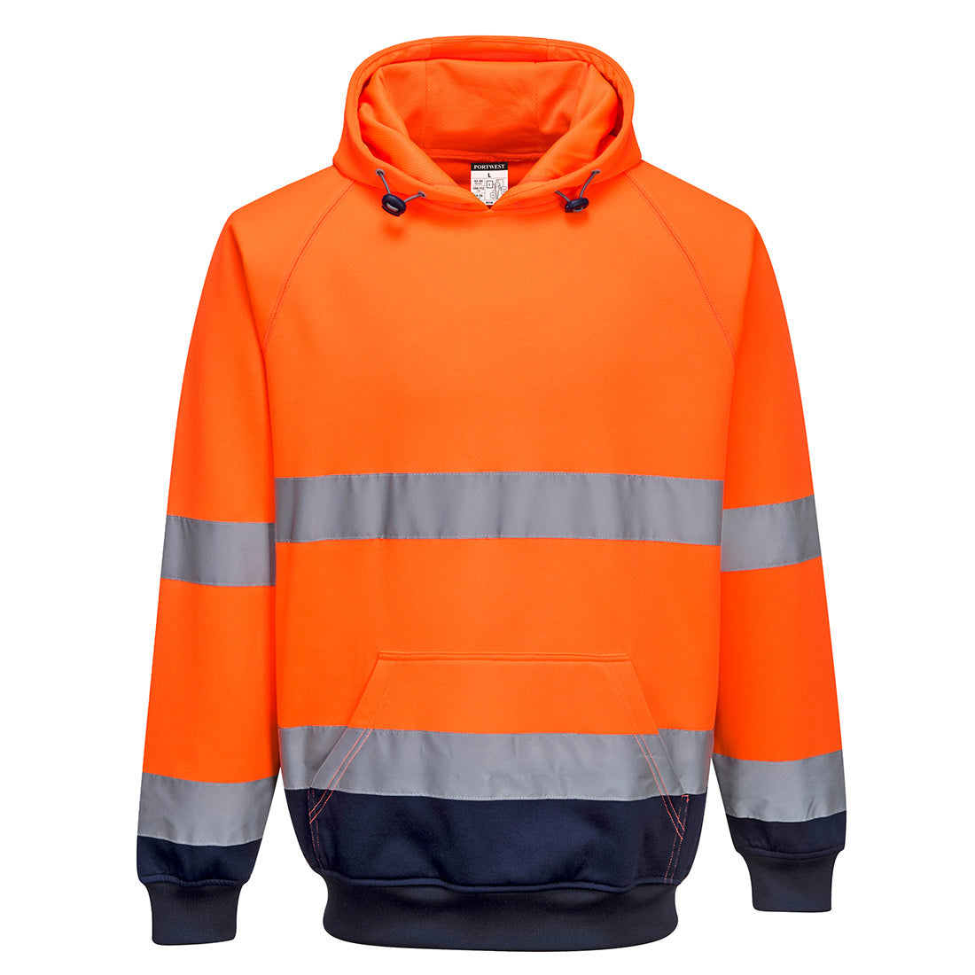 B316ONR - Sweat bicolore à capuche haute visibilité