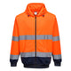 B317ONR - Sudadera bicolor con capucha y cremallera completa Hi-Vis