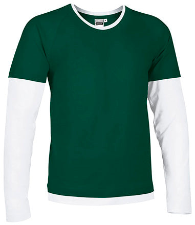 T-shirt girocollo con disegno bicolore e effetto doppia manica Denver