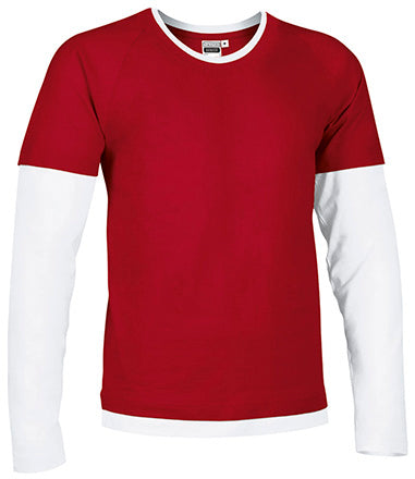 T-shirt girocollo con disegno bicolore e effetto doppia manica Denver