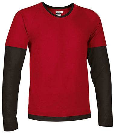 T-shirt girocollo con disegno bicolore e effetto doppia manica Denver