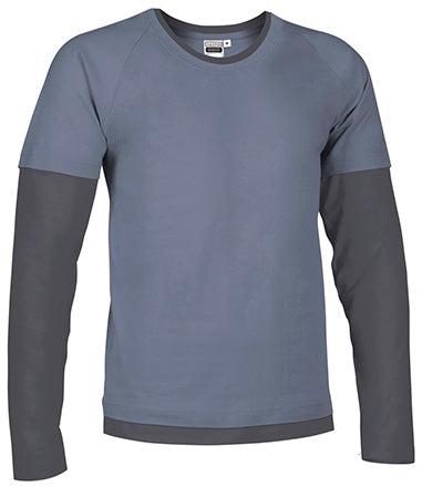 T-shirt girocollo con disegno bicolore e effetto doppia manica Denver