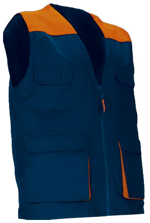 Gilet da lavoro multitasche leggero e bicolore Thunder