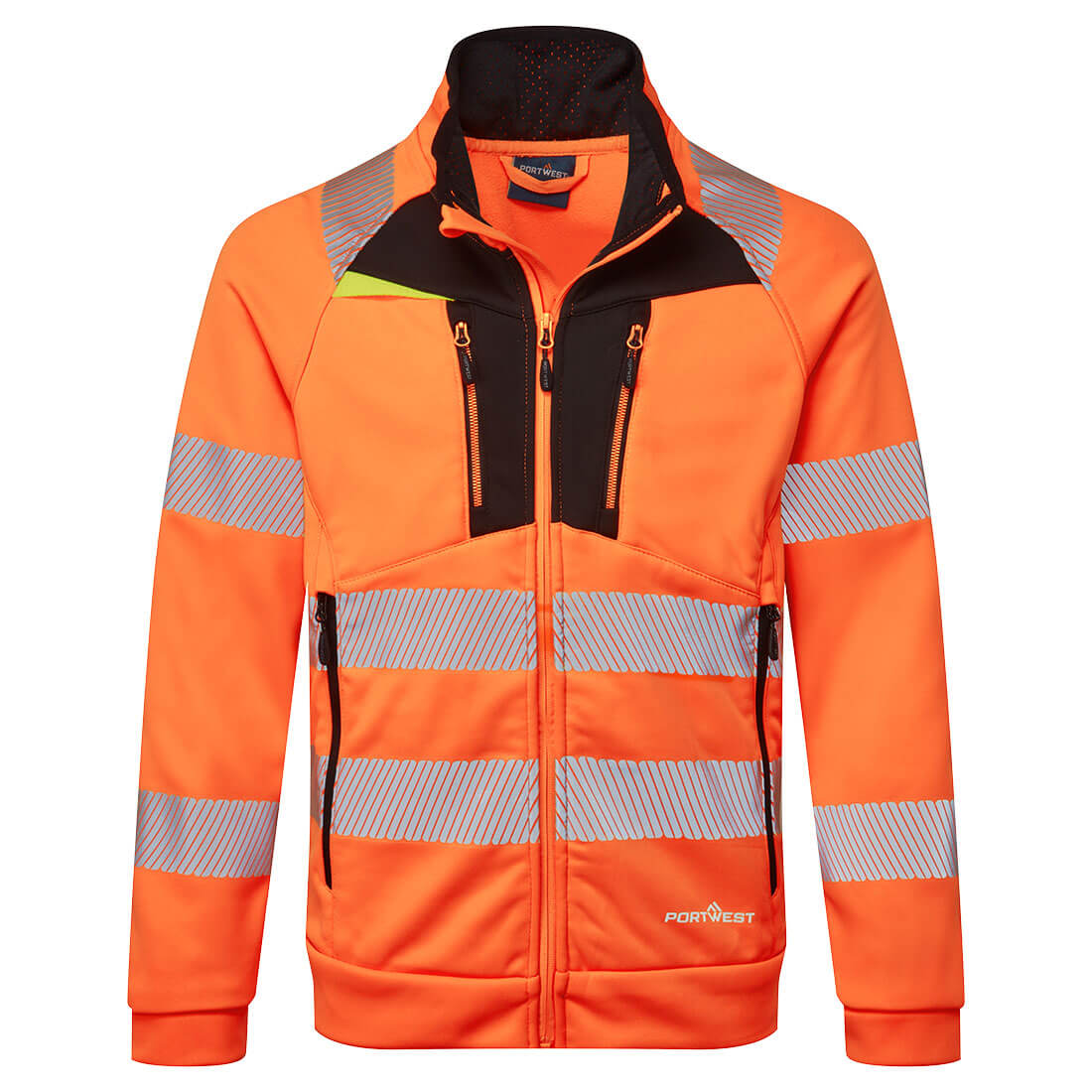 DX477OBR - DX4 Hi-Vis sweatshirt with funnel neck and zip closure