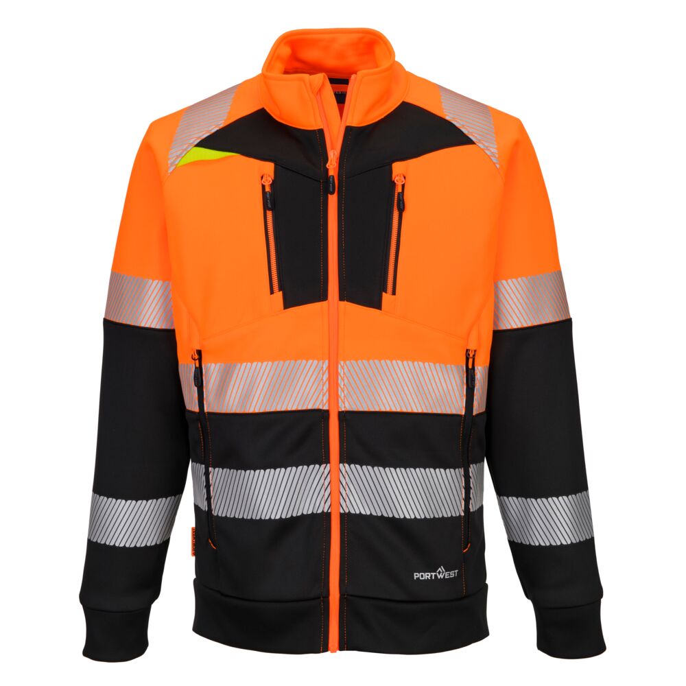 DX490OBR - Sweat-shirt DX4 haute visibilité classe 1 avec col cheminée et fermeture zippée
