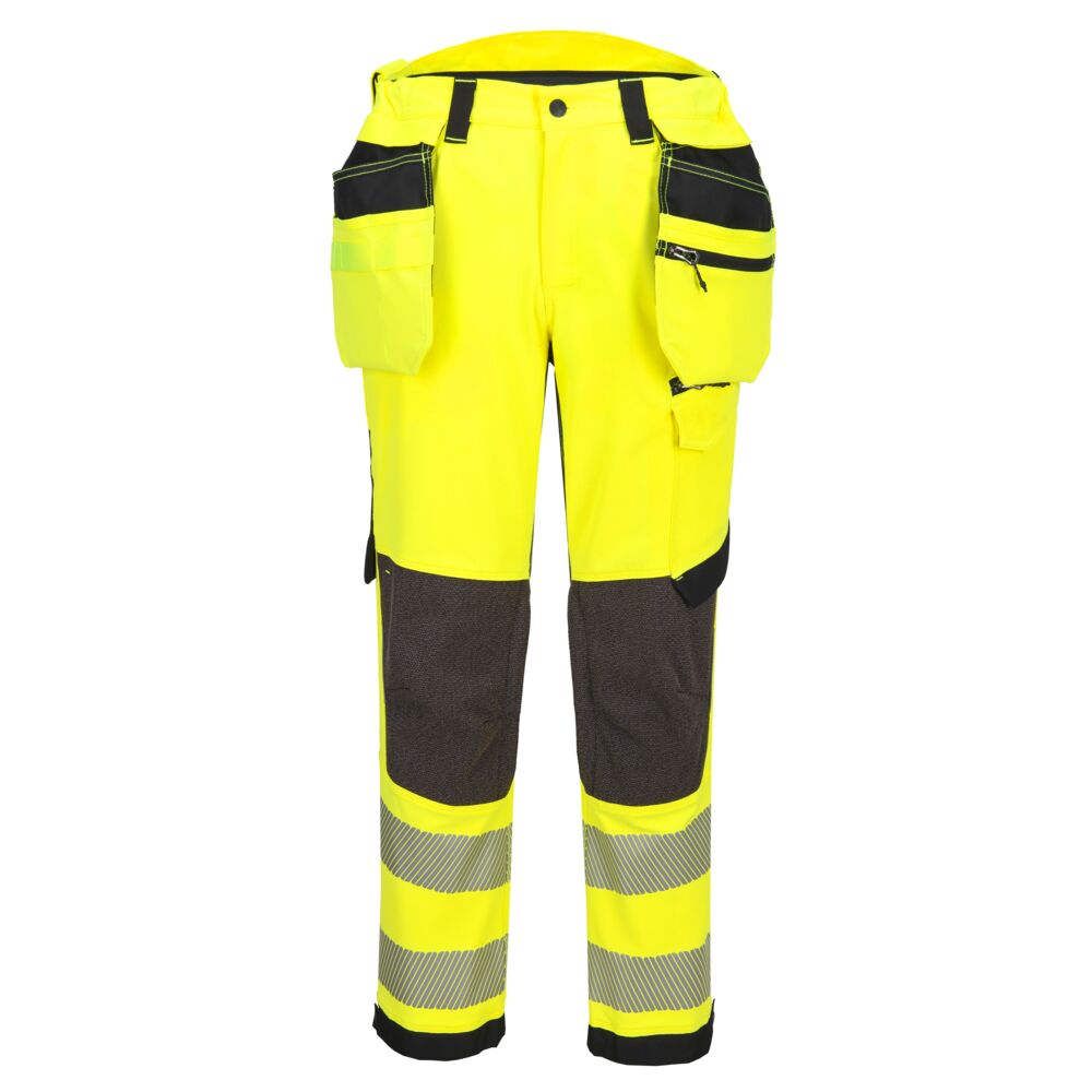 EV448YBT - Pantalón elástico de alta visibilidad EV4 Clase 2 con bolsillos tipo funda desmontables