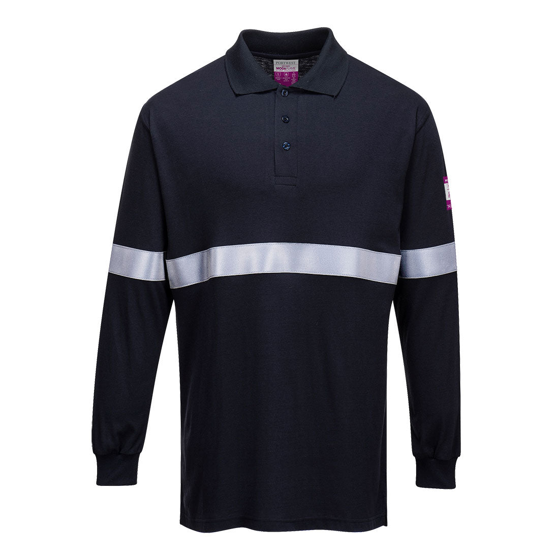 FR03NAR - Antistatic FR Modaflame polo shirt with reflective band