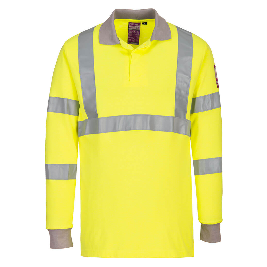 FR77YER – Antistatisches Hi-Vis-Poloshirt mit langen Ärmeln FR Modaflame