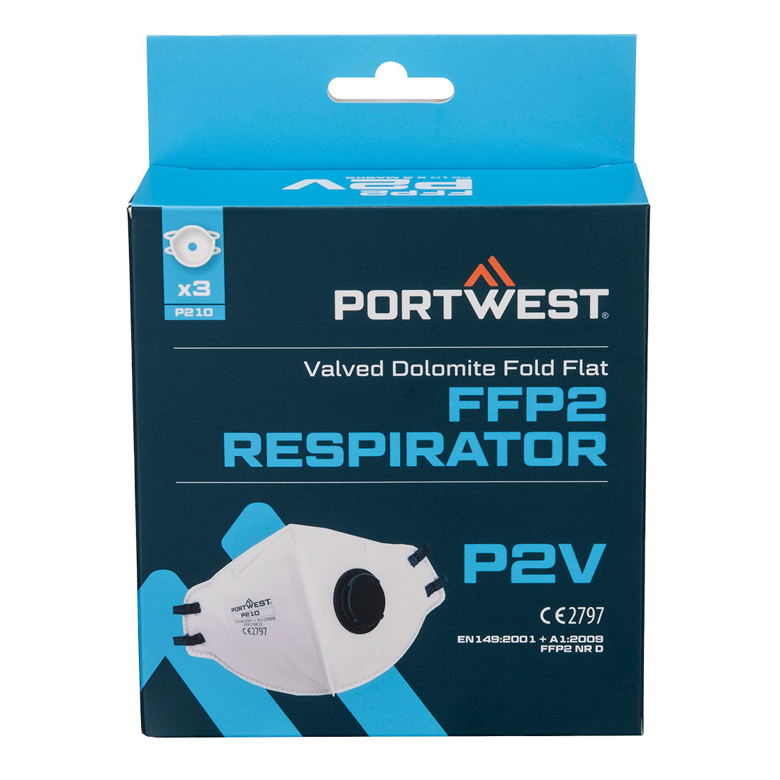 P210WHR - FFP2 Folding mask with Dolomite breathing valve - (PK3)