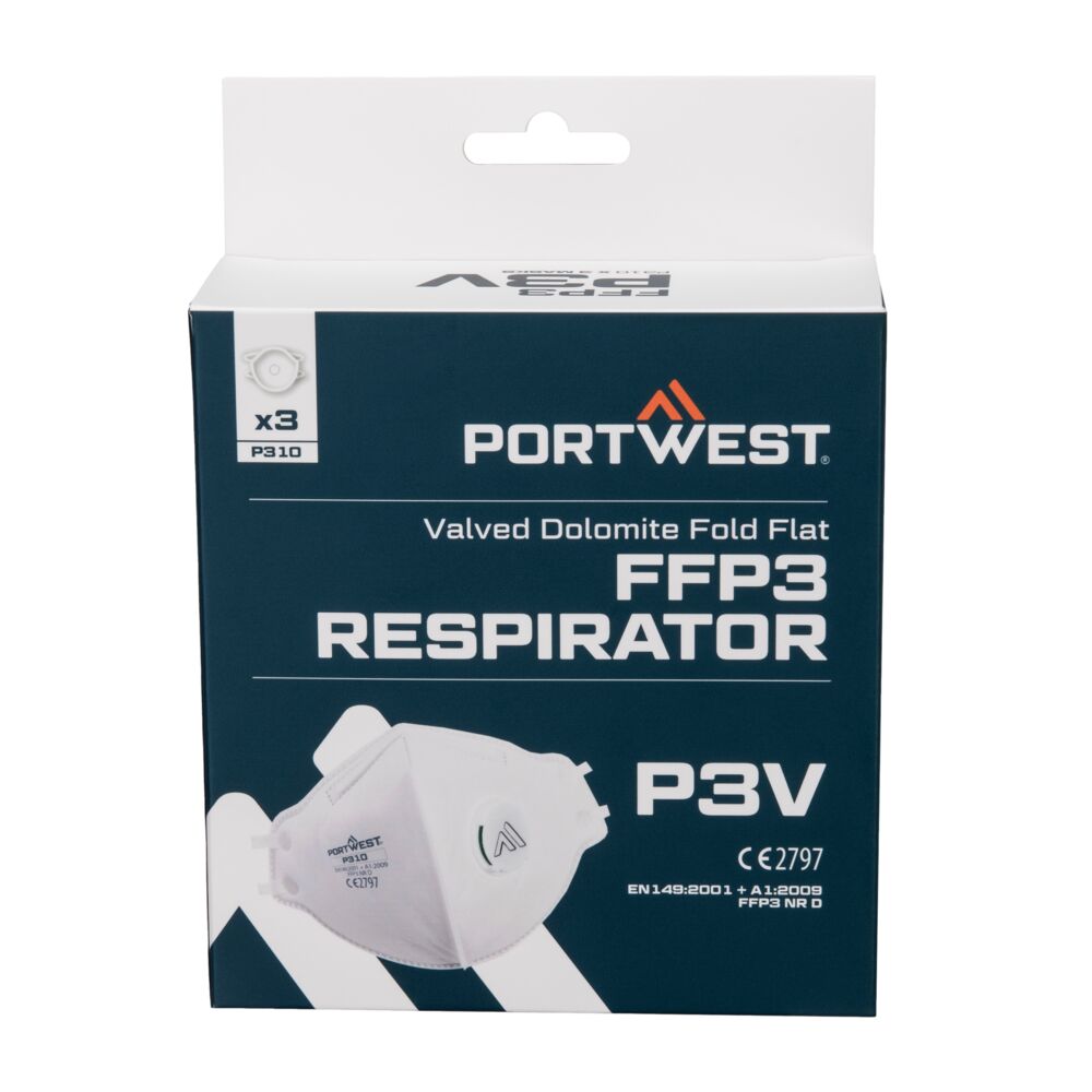 P310WHR - FFP3 Foldable Dolomite Mask with Valve - (Pk3)