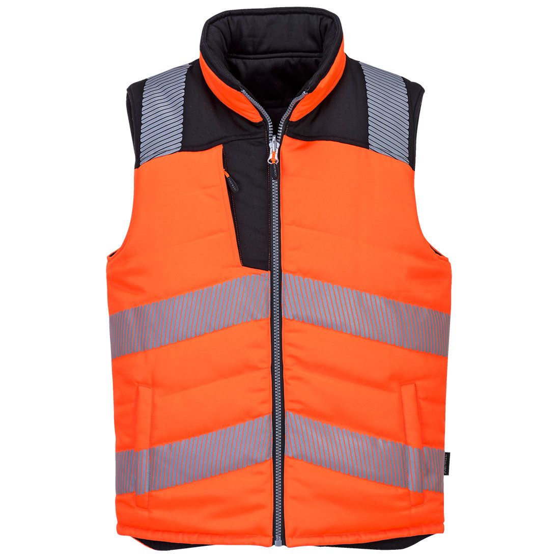 PW374OBR - Chaleco acolchado reversible de alta visibilidad PW3