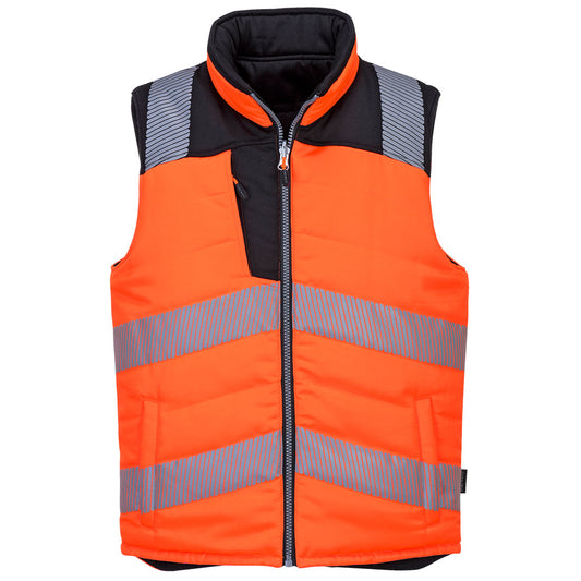 PW374OBR - Chaleco acolchado reversible de alta visibilidad PW3
