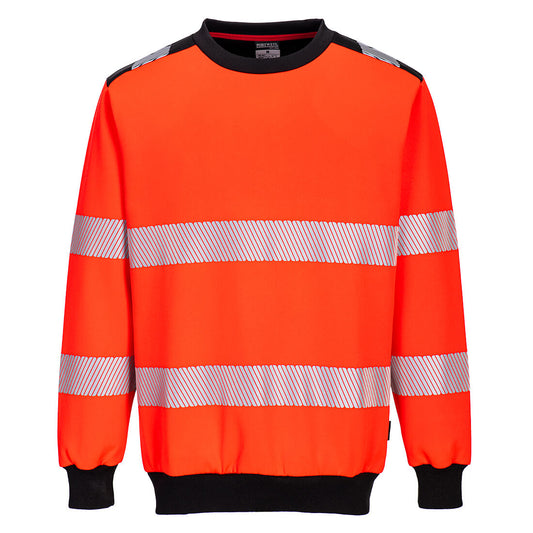 PW379RBK - Sudadera de alta visibilidad PW3 con cuello redondo