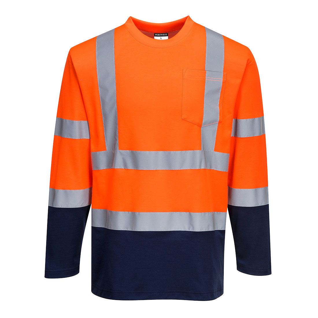 S280ONR – Zweifarbiges langärmliges Warnschutz-T-Shirt aus Baumwollkomfort