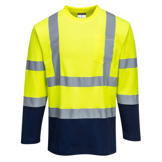 S280YNR - Two-tone Cotton Comfort long-sleeved Hi-Vis T-Shirt